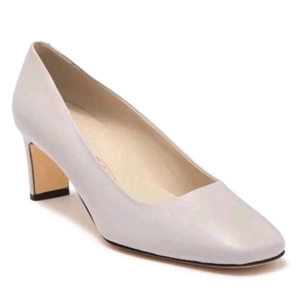 Amalfi by Rangoni Made In Italy Sven Leather Pump Square Toe in Beige Sz 11M